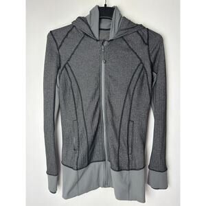 Lululemon Women's Size 8 M Daily Practice Jacket Coco Pique Hooded Herringbone
